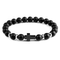 Natural Stone Cross Beaded Bracelet