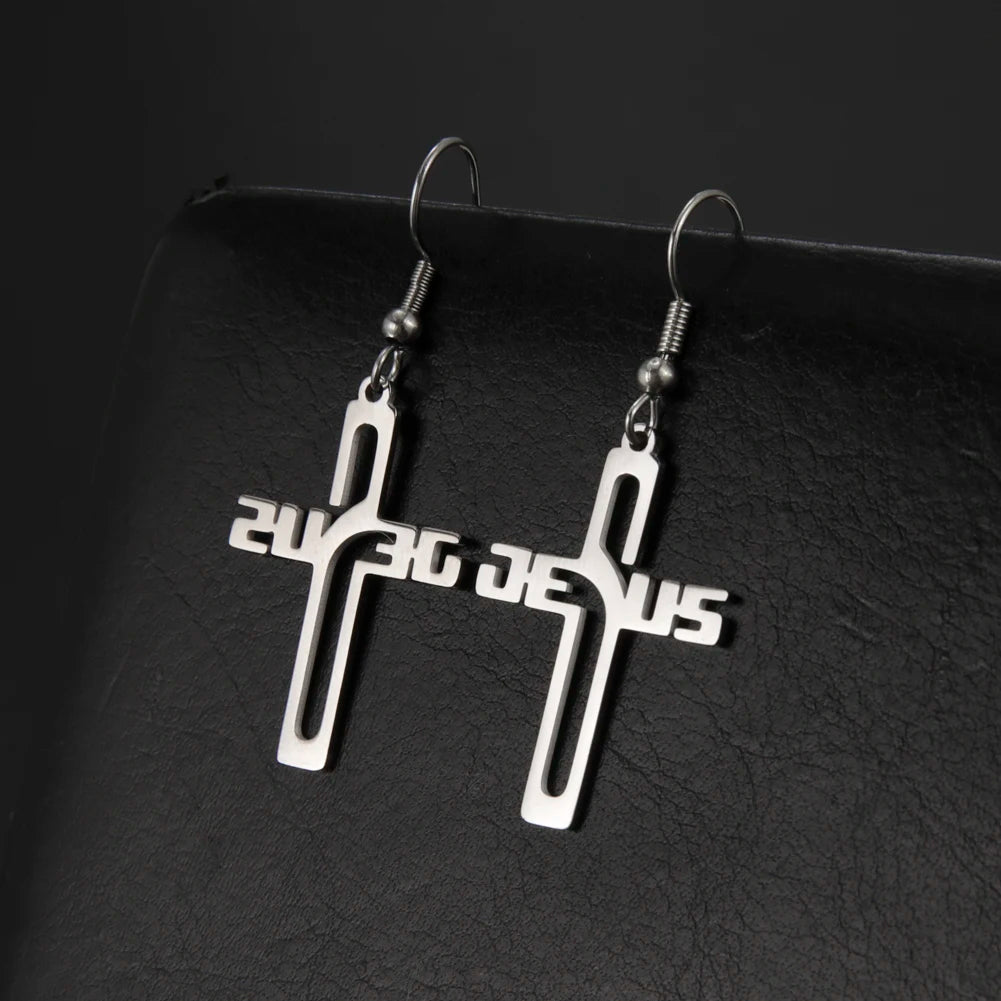 Bold JESUS Drop Earrings