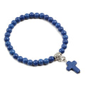 Natural Stone Beaded Cross Bracelet