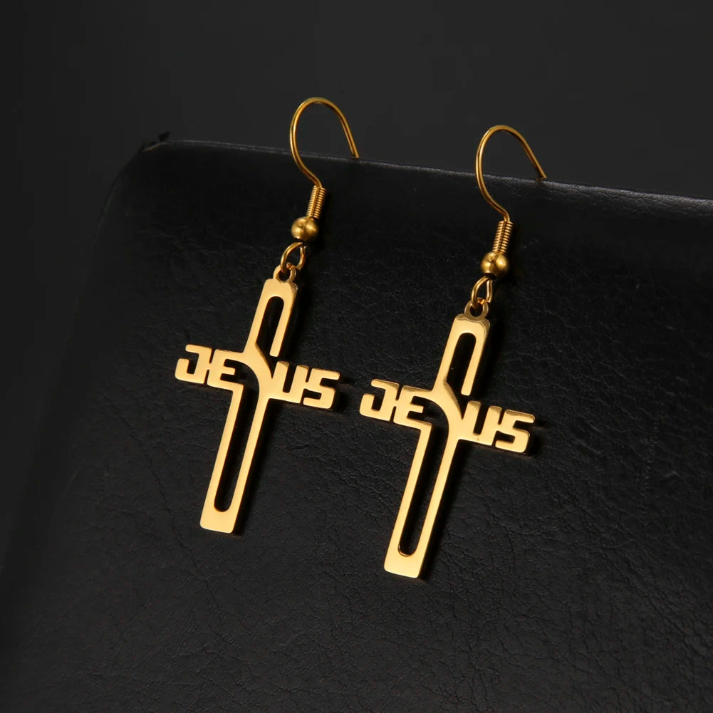Bold JESUS Drop Earrings