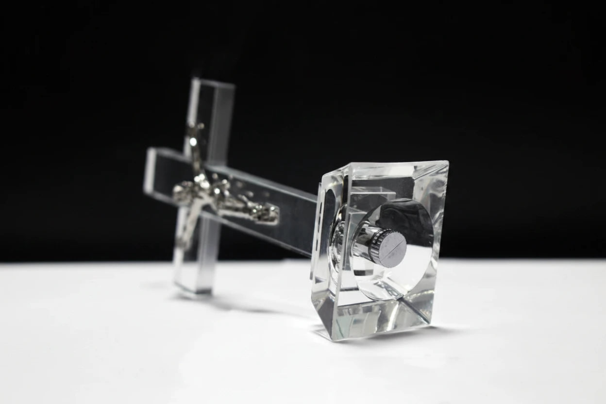 LED Crystal Jesus Cross Statue