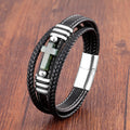 Multilayer Stone Cross Stainless Steel Bangle Bracelet Collection