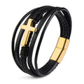 Classic Genuine Leather Stainless Steel Magnet Clasp Bracelet