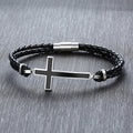 Braided Leather Cross Bracelet