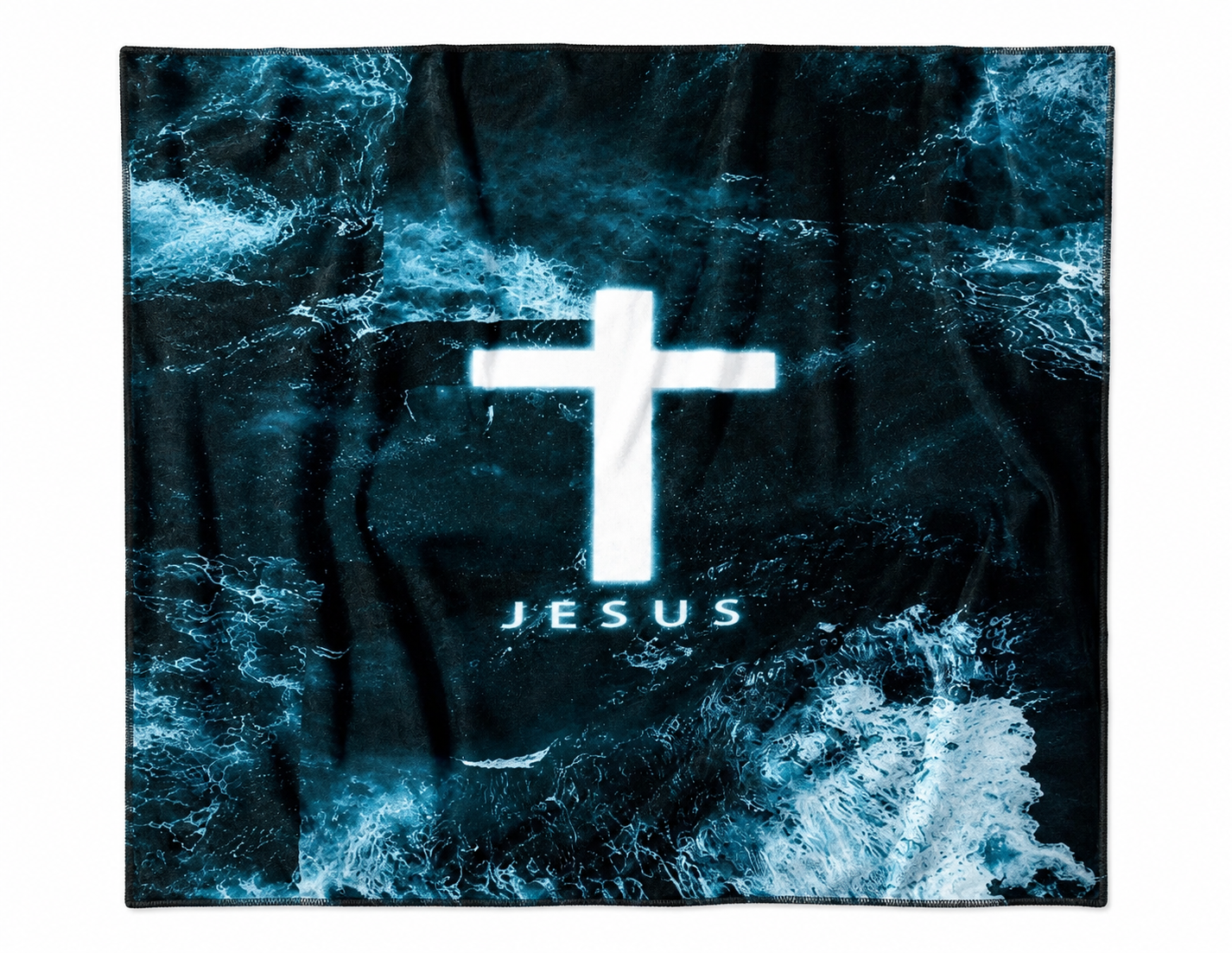 Jesus Cross Ocean Flannel Blanket