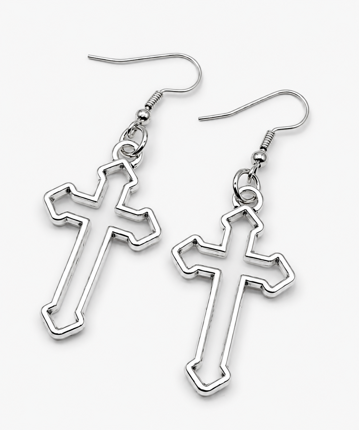 Hollowed Cross Drop Earrings