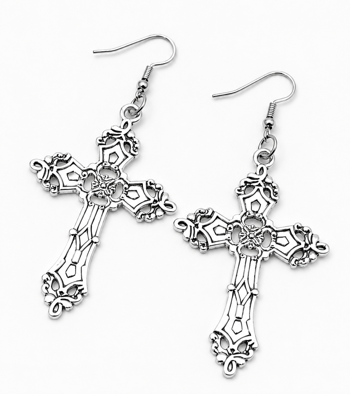 Vintage Cross Drop Earrings