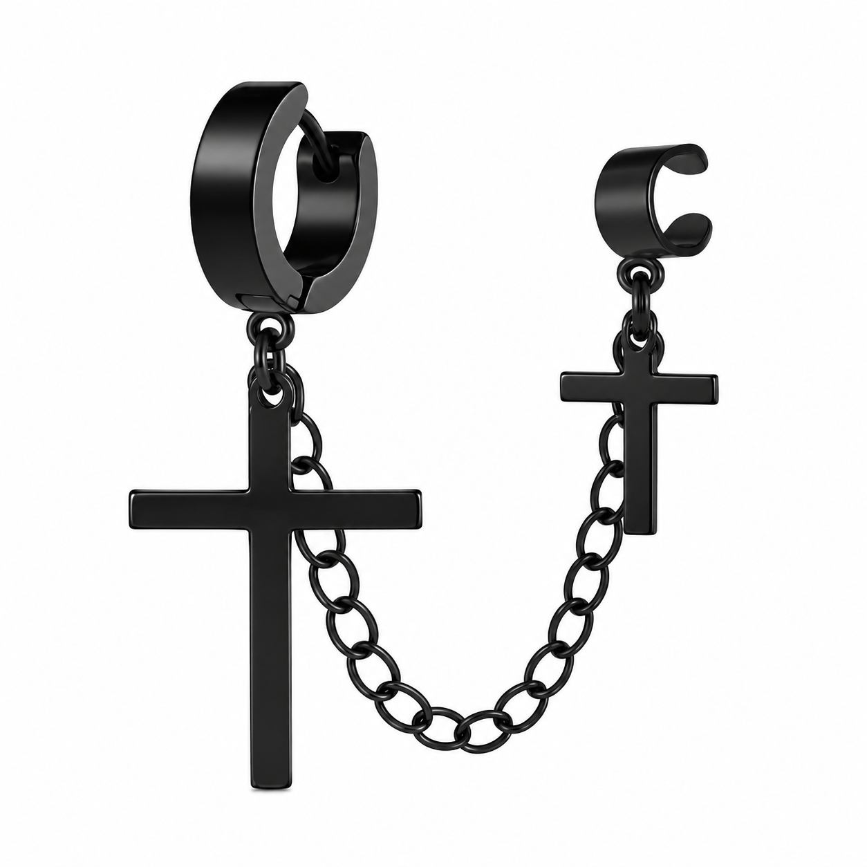 Chained Double Cross Earrings