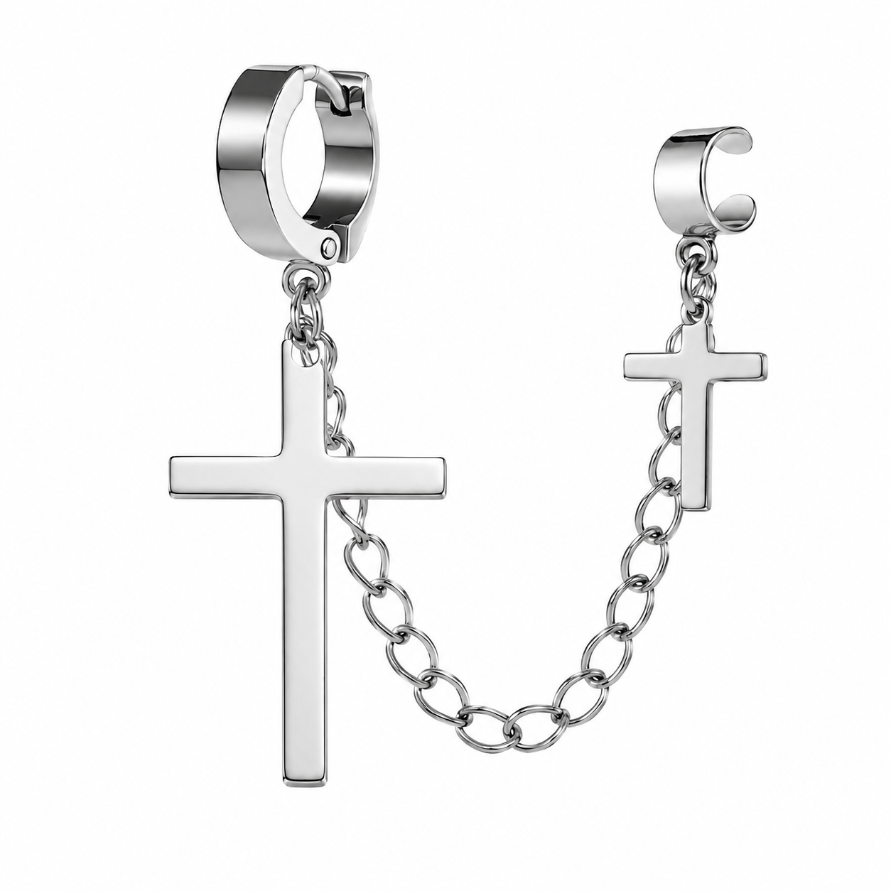 Chained Double Cross Earrings