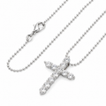 Sterling Silver Sparkling Zircon Cross Pendant Necklace