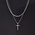 2-Piece Layered Cross Necklace Set
