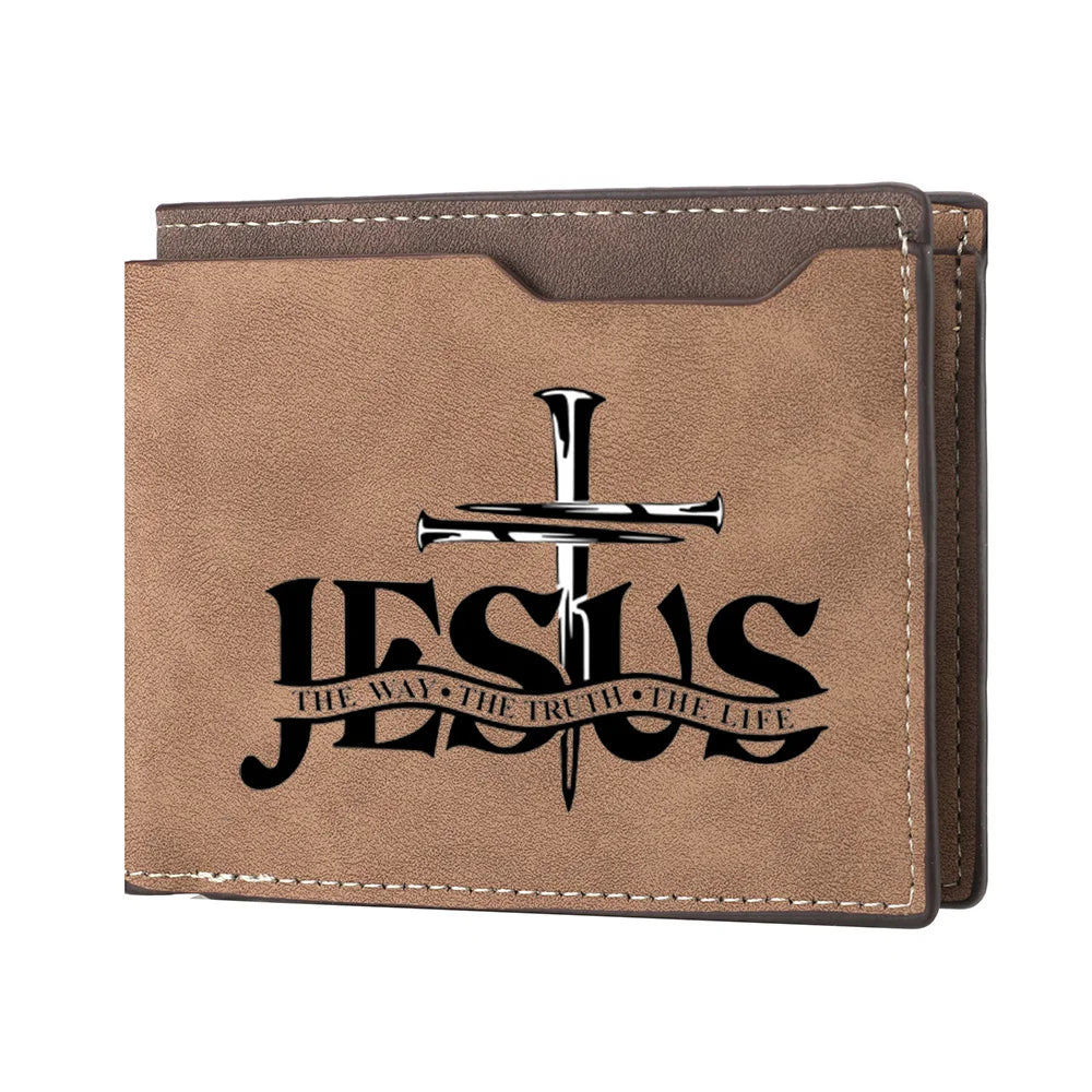 Retro JESUS Print Design Short Wallet