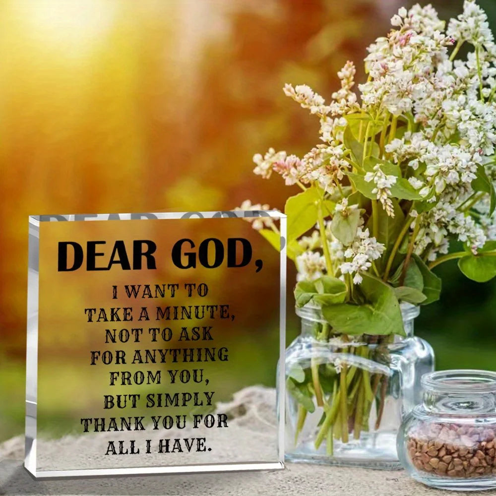 Dear God, Acrylic Block Plaque