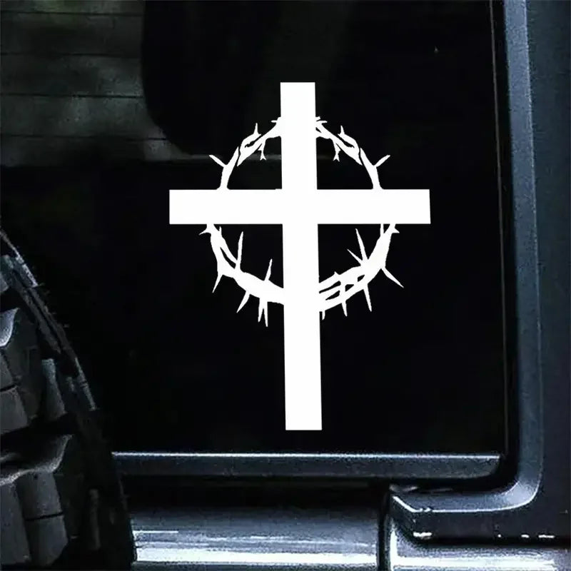 Wreath Cross Car Sticker