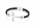 Genuine Leather and Stainless Steel Bracelet