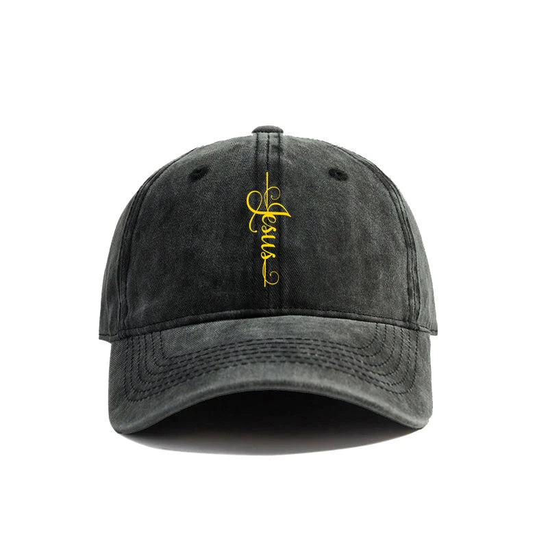 Elegant Jesus Cross Vintage Washed Cap