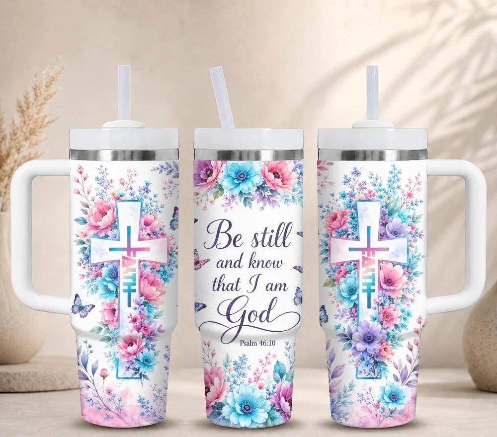 Floral Cross Scripture Tumbler Collection