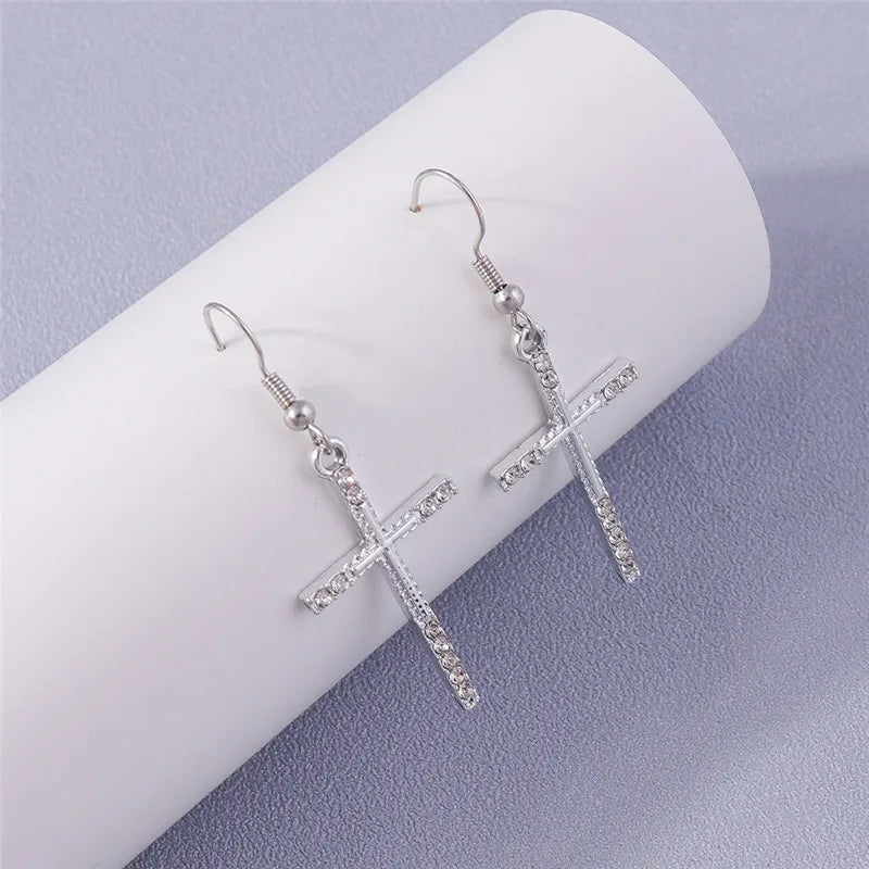 Faith & Sparkle Cross Dangle Earrings