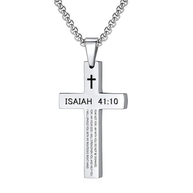 Bible Verse Cross Pendant Necklace