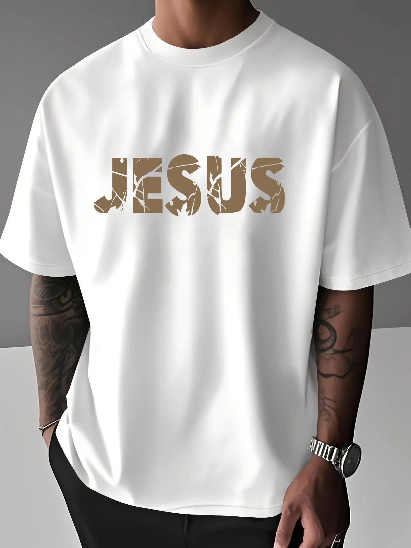 Jesus Cross Pattern T-Shirt