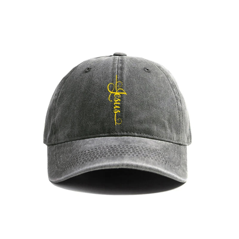Elegant Jesus Cross Vintage Washed Cap