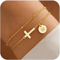 2-Piece Initial Cross Bracelets