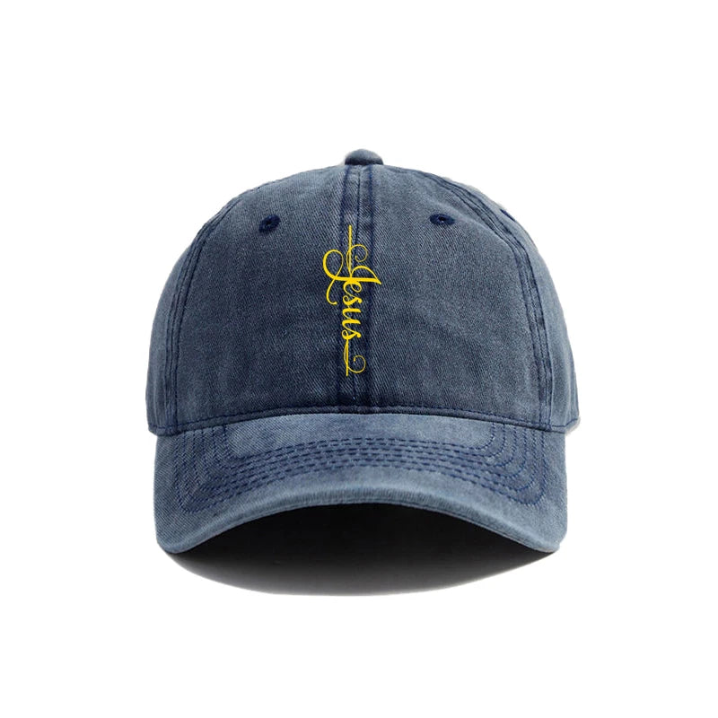 Elegant Jesus Cross Vintage Washed Cap