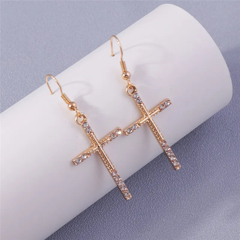 Faith & Sparkle Cross Dangle Earrings