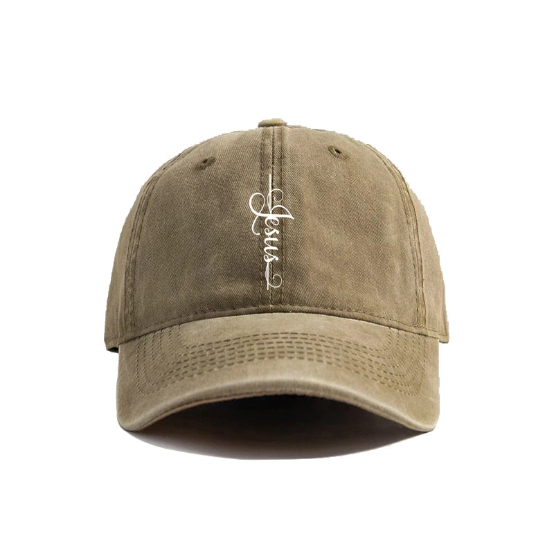 Elegant Jesus Cross Vintage Washed Cap