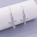 Beveled Crystal Cross Drop Earrings