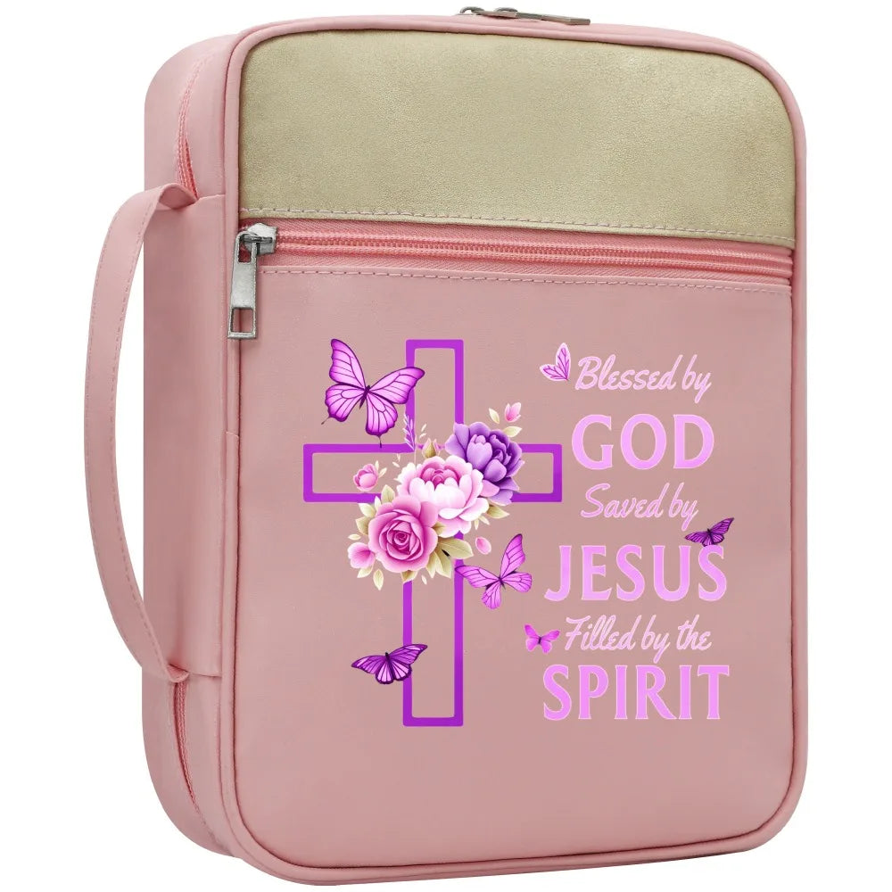 Pink Floral Cross Bible Case