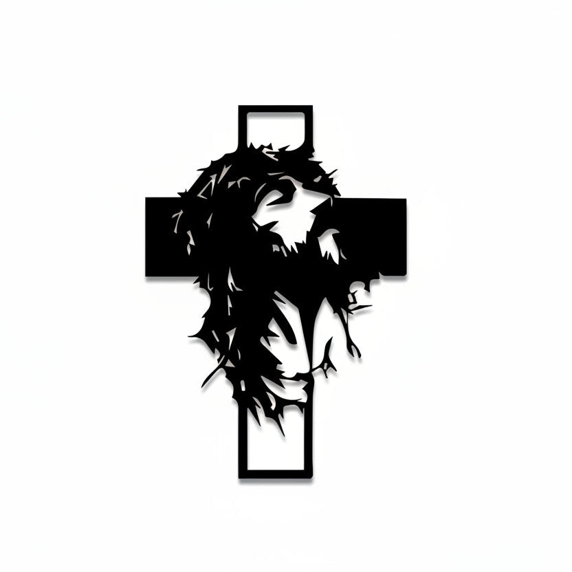Jesus Crown of Thorns Cross Metal Wall Decor