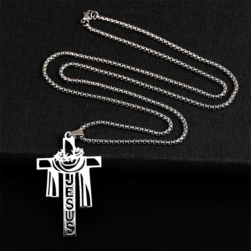 Crown of Thorns Jesus Cross Necklace