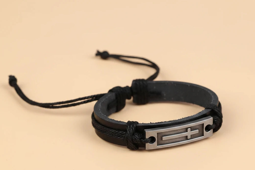 Vintage Cross Leather Bracelet