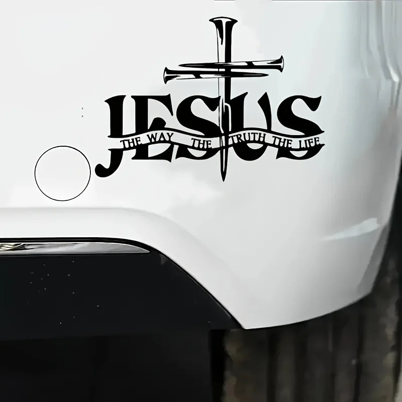 Jesus – The Way, The Truth, The Life Nail Cross Car Sticker