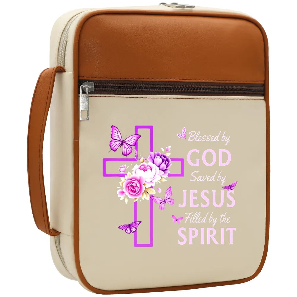 Pink Floral Cross Bible Case