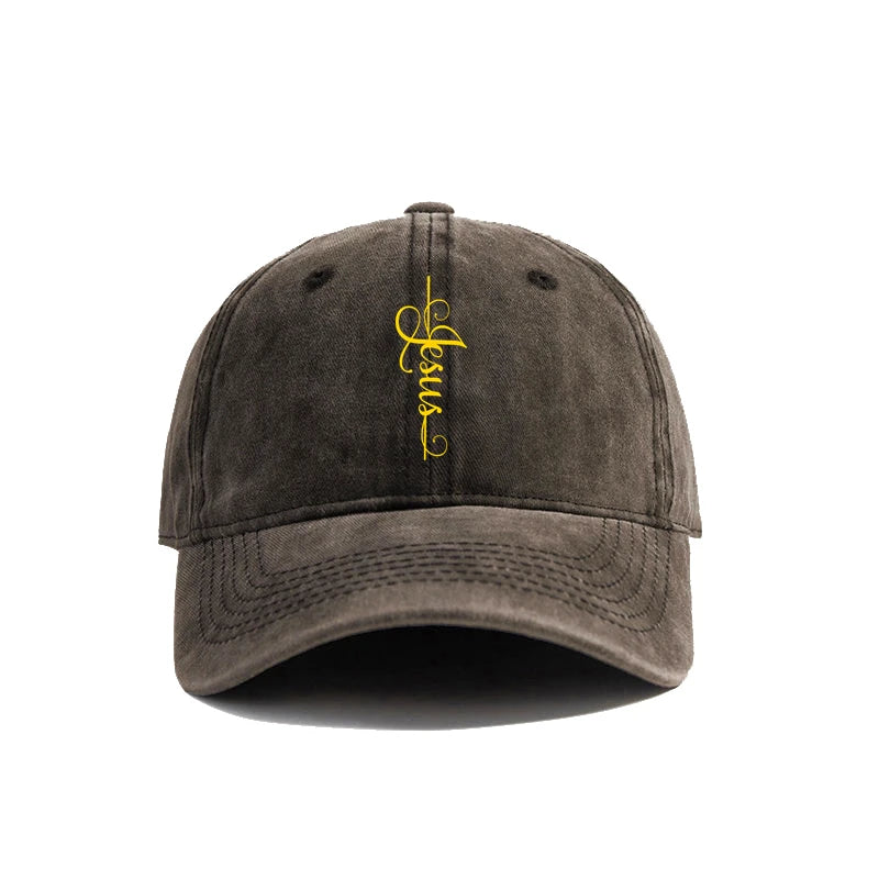 Elegant Jesus Cross Vintage Washed Cap