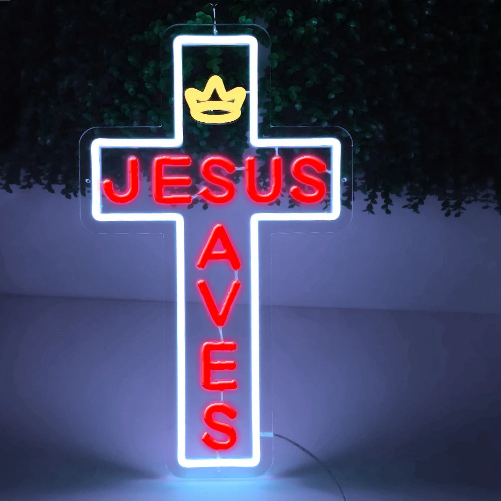 JESUS SAVES LED Neon Sign