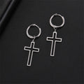 Hollow Cross Hoop Drop Earrings