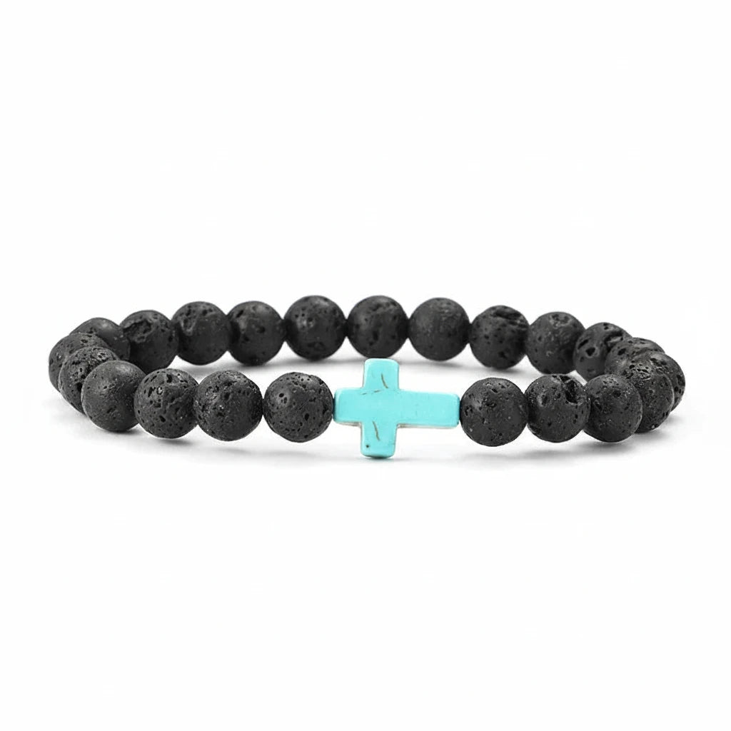 Natural Stone Cross Beaded Bracelet Collection