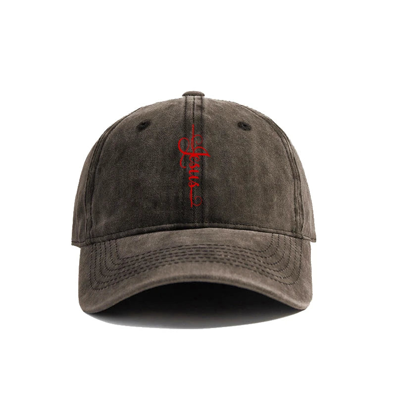 Elegant Jesus Cross Vintage Washed Cap