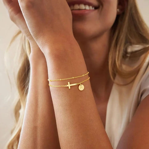 2-Piece Initial Cross Bracelets