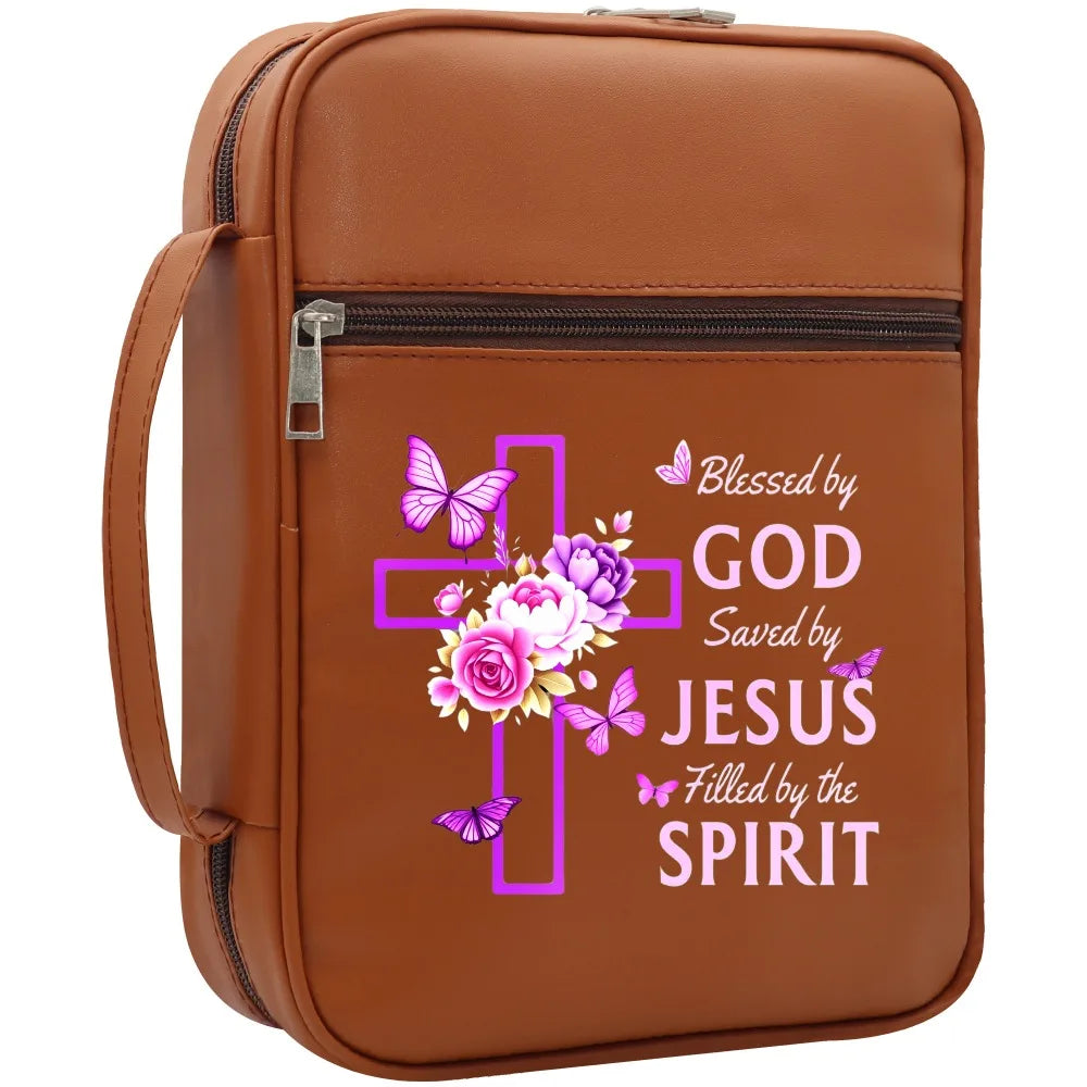 Pink Floral Cross Bible Case