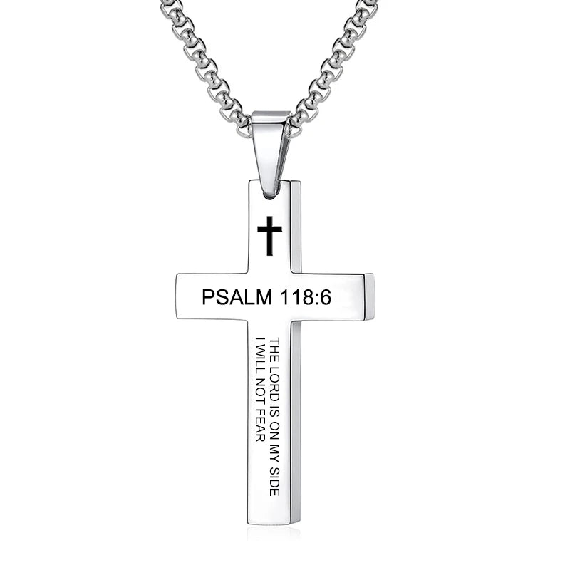 Bible Verse Cross Pendant Necklace