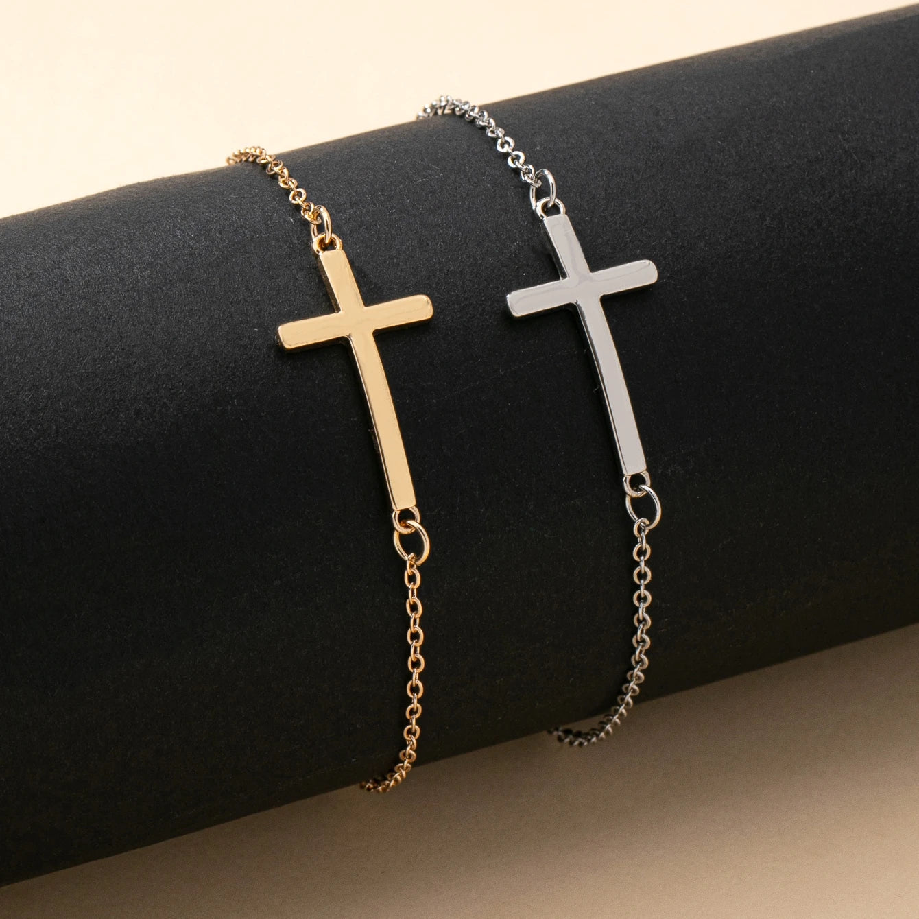 Minimalist Sideways Cross Bracelet