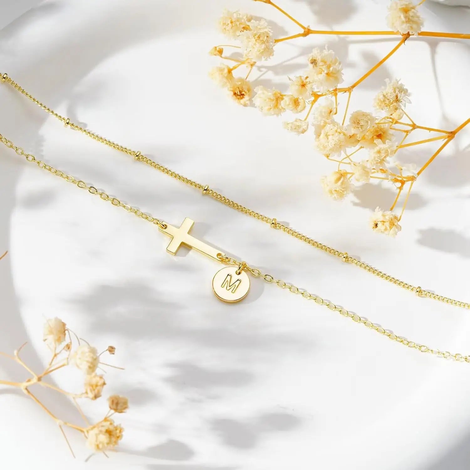 2-Piece Initial Cross Bracelets