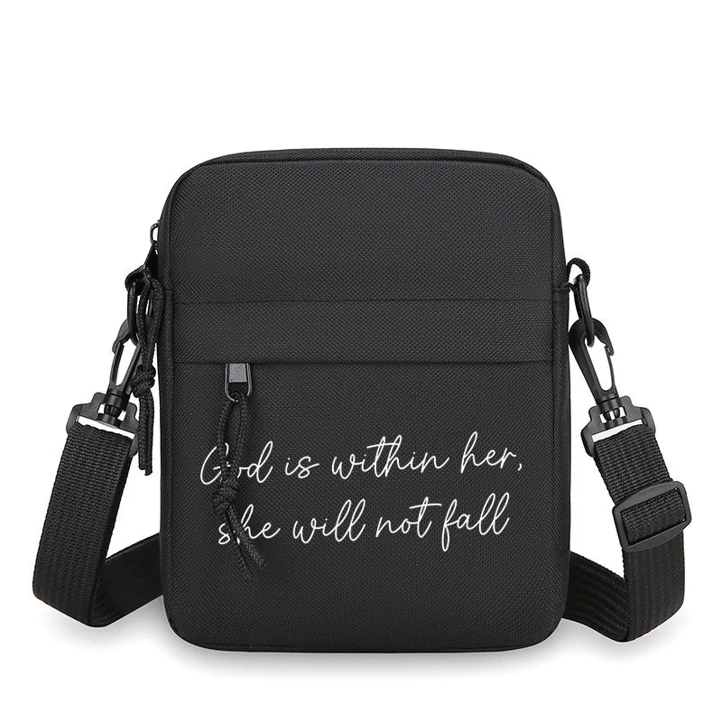 God Is Within Her, She Will Not Fall Crossbody Bag