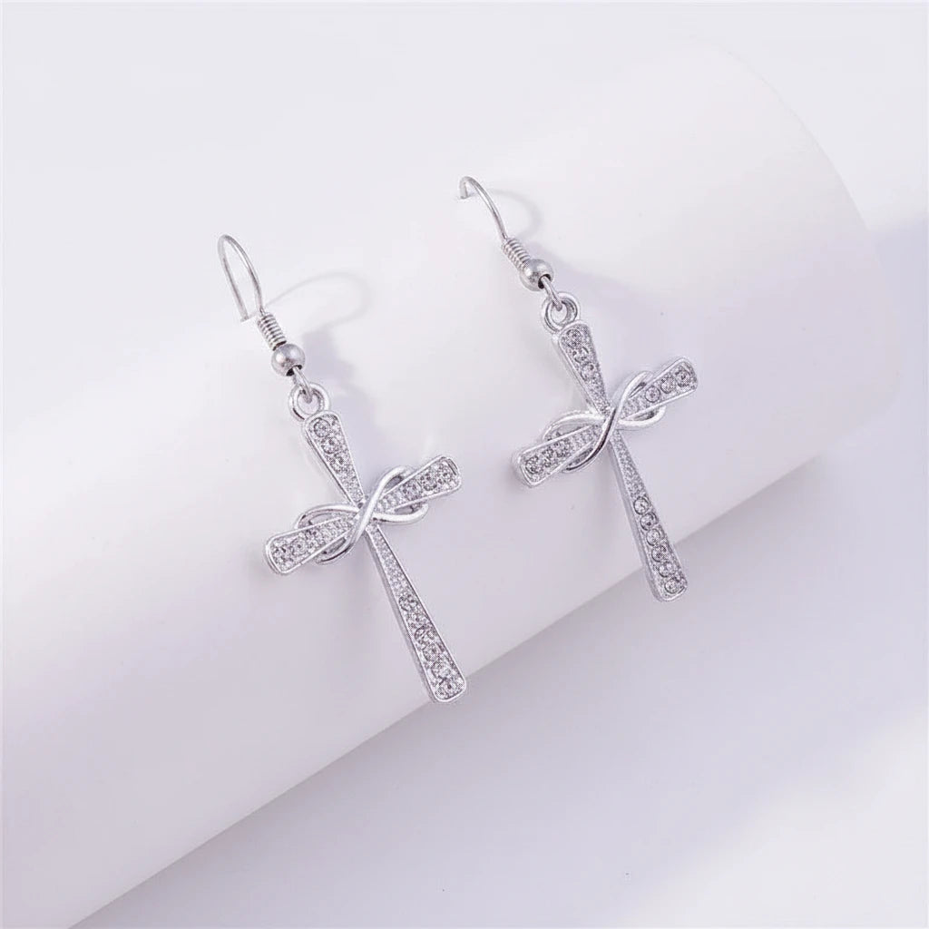 Infinite Cross Crystal Drop Earrings