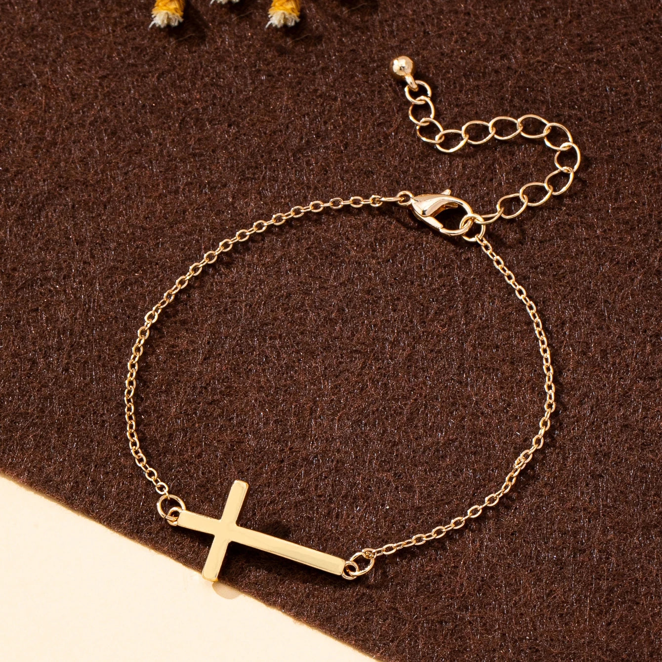 Minimalist Sideways Cross Bracelet
