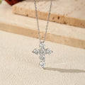 Cluster Moissanite Cross Pendant Necklace
